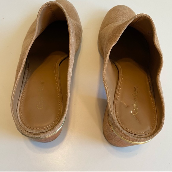 Calvin Klein Judia Suede Leather Mules Wood Block Chunk Heel Slip on Clogs Boots - Picture 5 of 16